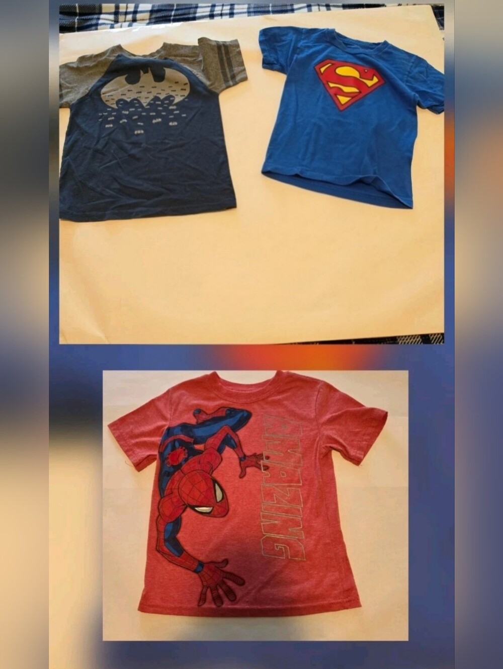 Boys (Set of 4) Comics T-Shirts (Sz. 5-6, 6, 8) Bat Man, Super Man, Spider Man.